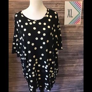 NWT LuLaRoe Irma Tunic XL Black w cream polka dots